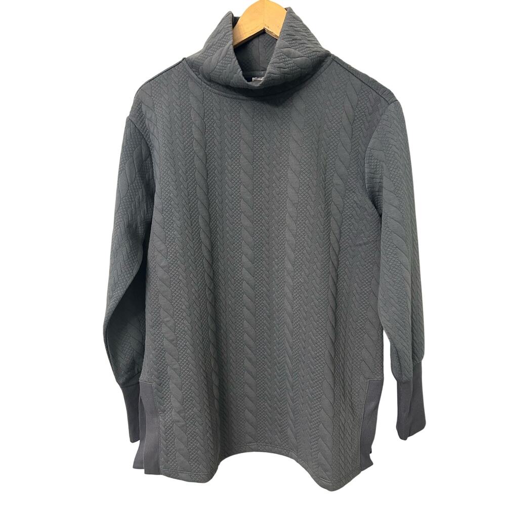 RBX Cowl Neck Tunic Cable Quilted Gray Women’s Sweatshirt Size Small